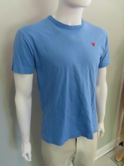 PLAY Comme des Garcons Blue Short Slv/Red Heart Patch Mens T-Shirt Size L