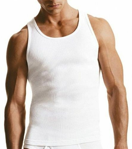 3-6 Packs Mens 100% Cotton Tank Top A-Shirt Wife-Beater Undershirt Ribbed White gallery