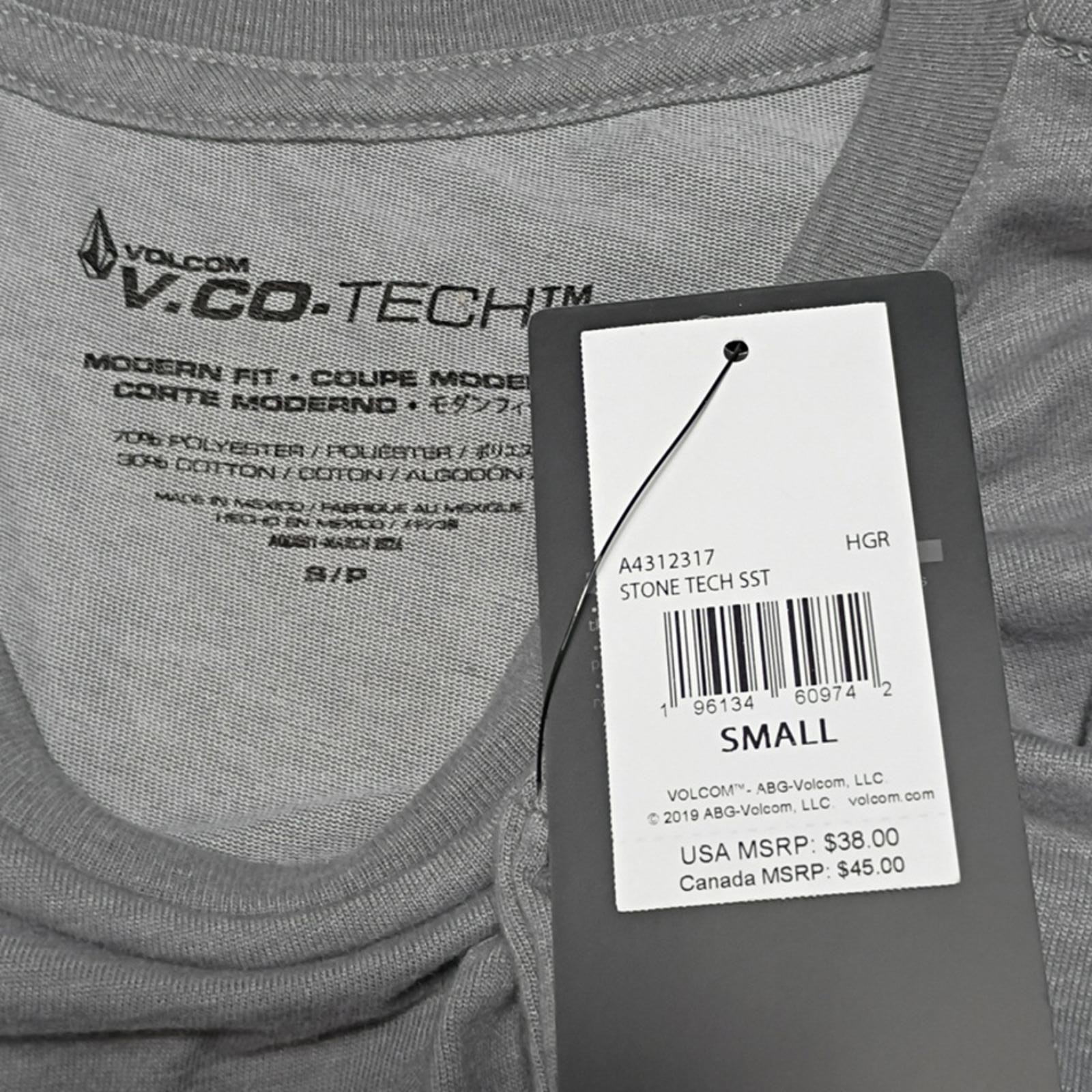 NWT Volcom Stone Tech Short Sleeve Shirt Quick Drying Mens Size Small V.Co-tech gallery