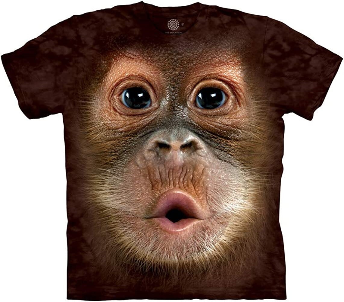 Monkey Big Face Baby Orangutan Apes Animal The Mountain Brown Adult Shirt S-3X gallery