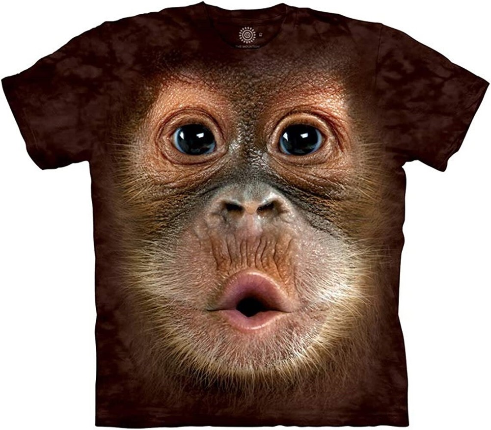 Monkey Big Face Baby Orangutan Apes Animal The Mountain Brown Adult Shirt S-3X