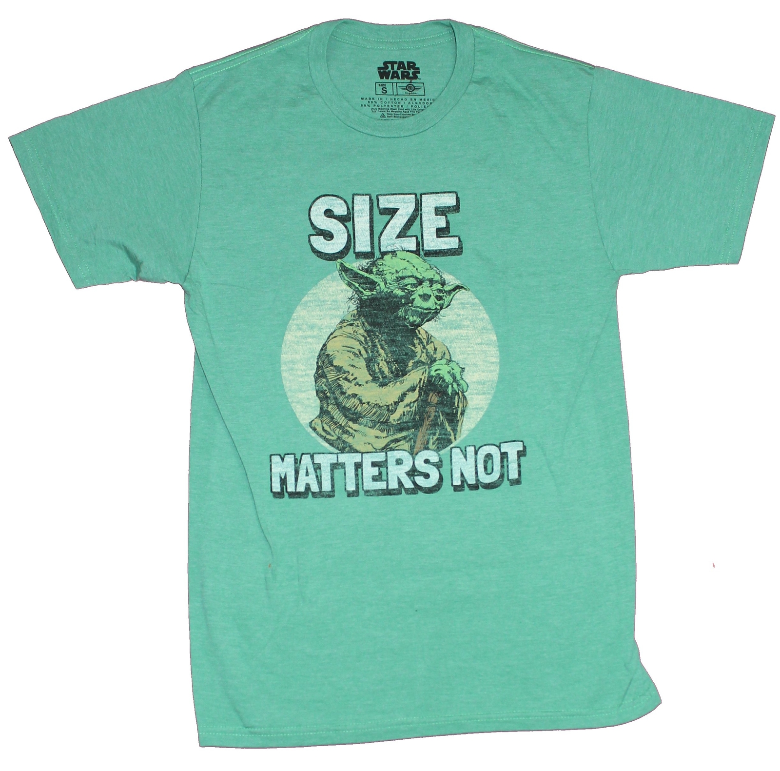 Star Wars Adult New T-Shirt - Yoda Size Matters Not Circle Pic gallery