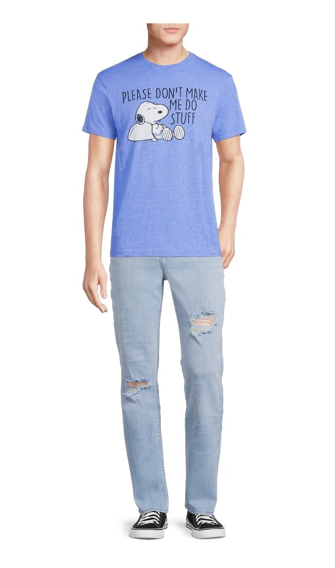 PEANUTS SNOOPY Men’s Size S (34-36) Graphic T-Shirt Short Sleeve • Blue gallery
