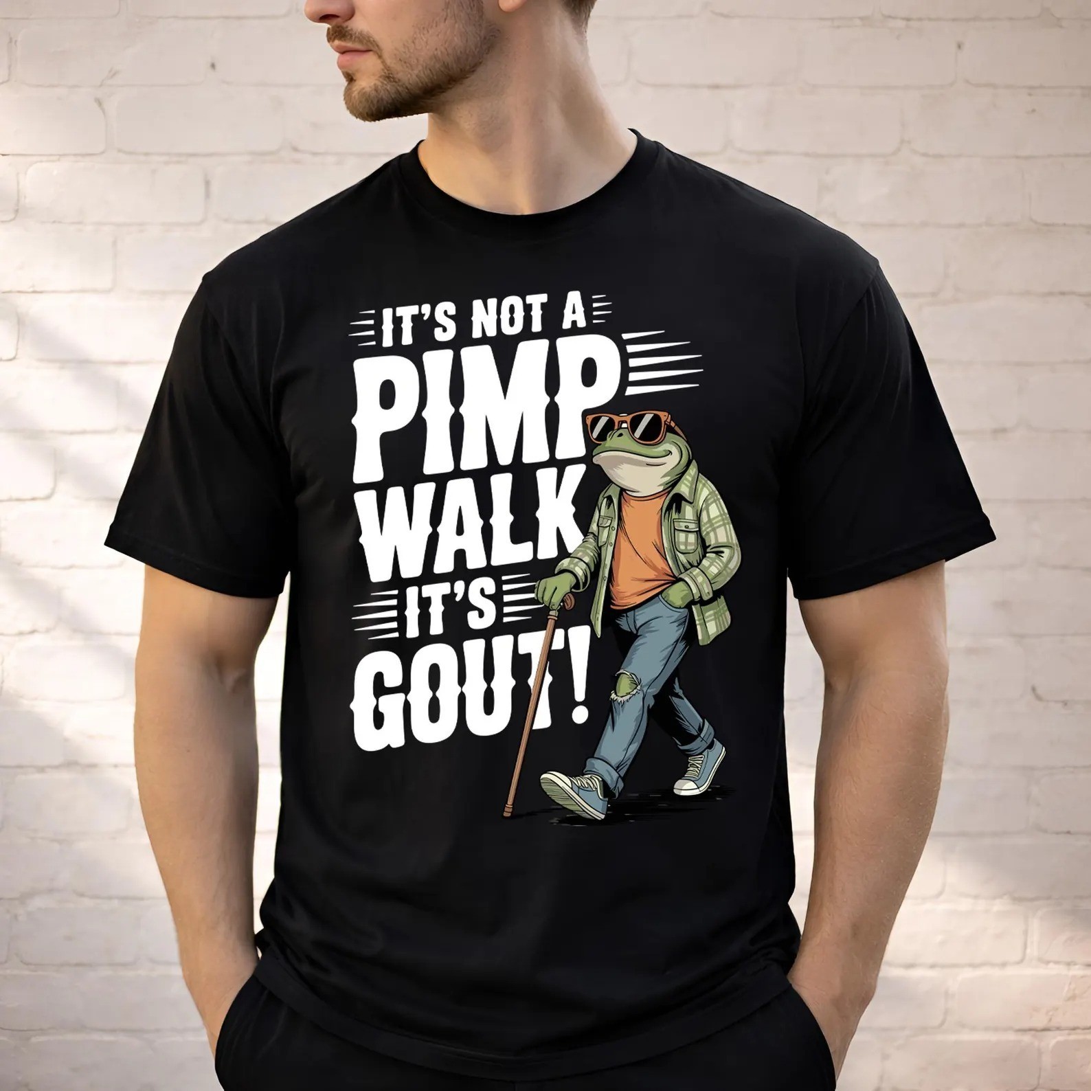 It’s Not A Pimp Walk It’s Gout Frog Shirt, Funny Gout Dad T-shirt gallery