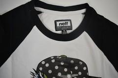 Neff Mens Fang Raglan 3/4 Sleeve White Shirt NWT S, M, L, XL, 2XL