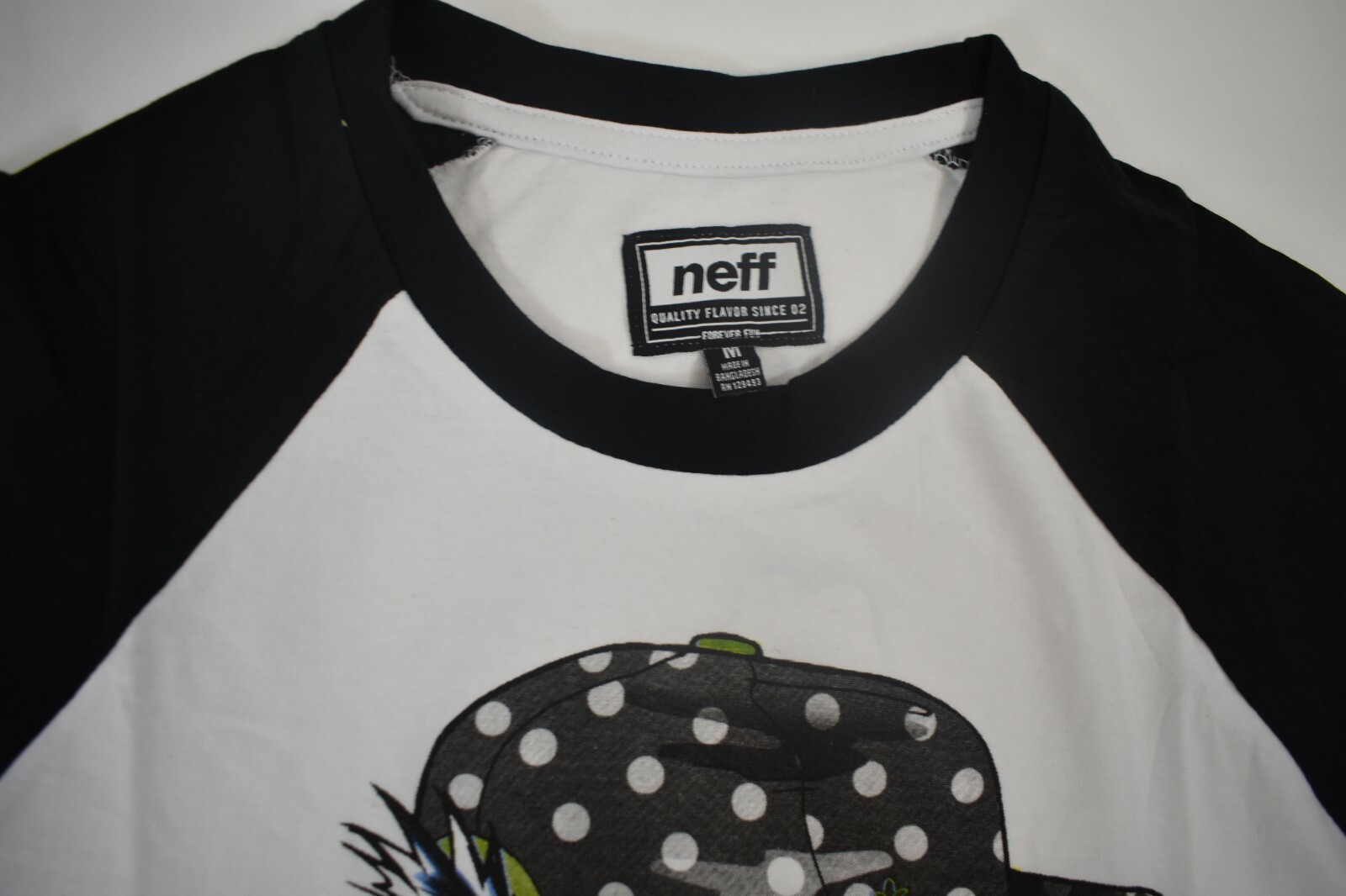 Neff Mens Fang Raglan 3/4 Sleeve White Shirt NWT S, M, L, XL, 2XL gallery