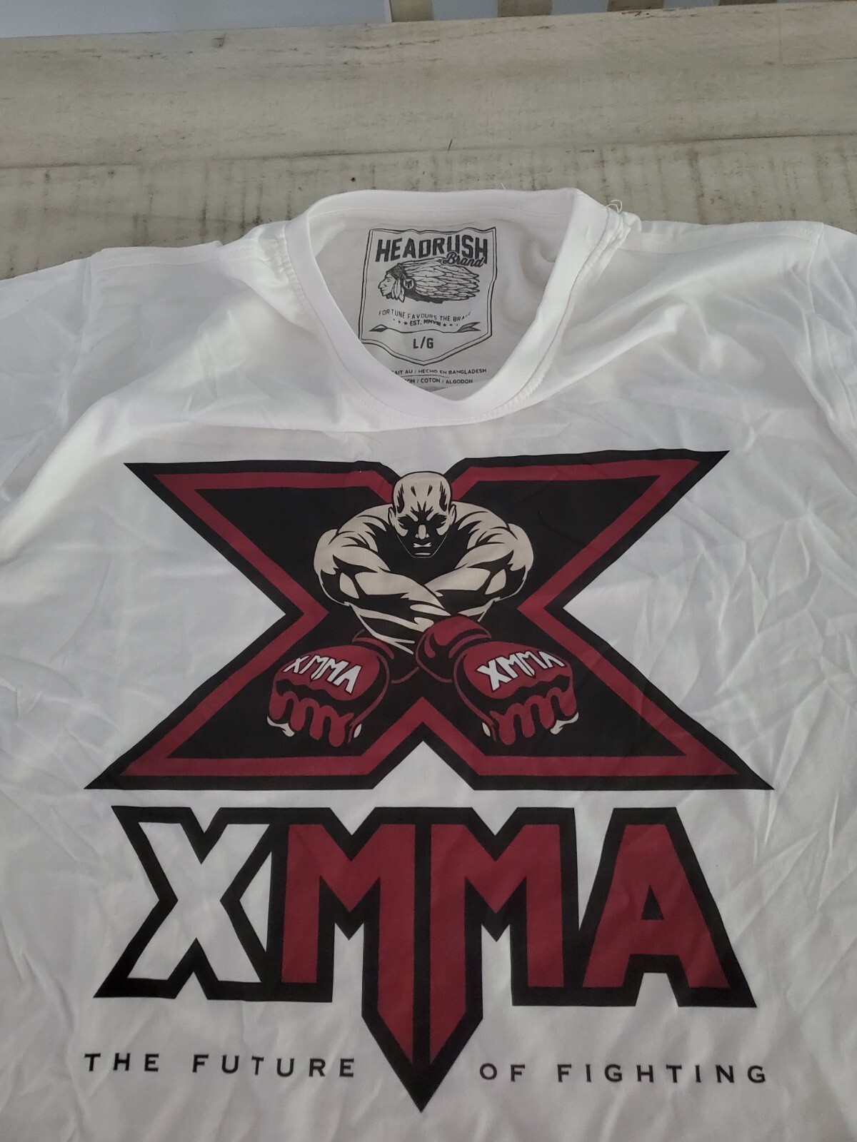 Mens Headrush XMMA The Future Of Fighting STAFF white T-Shirt SIZE Large gallery