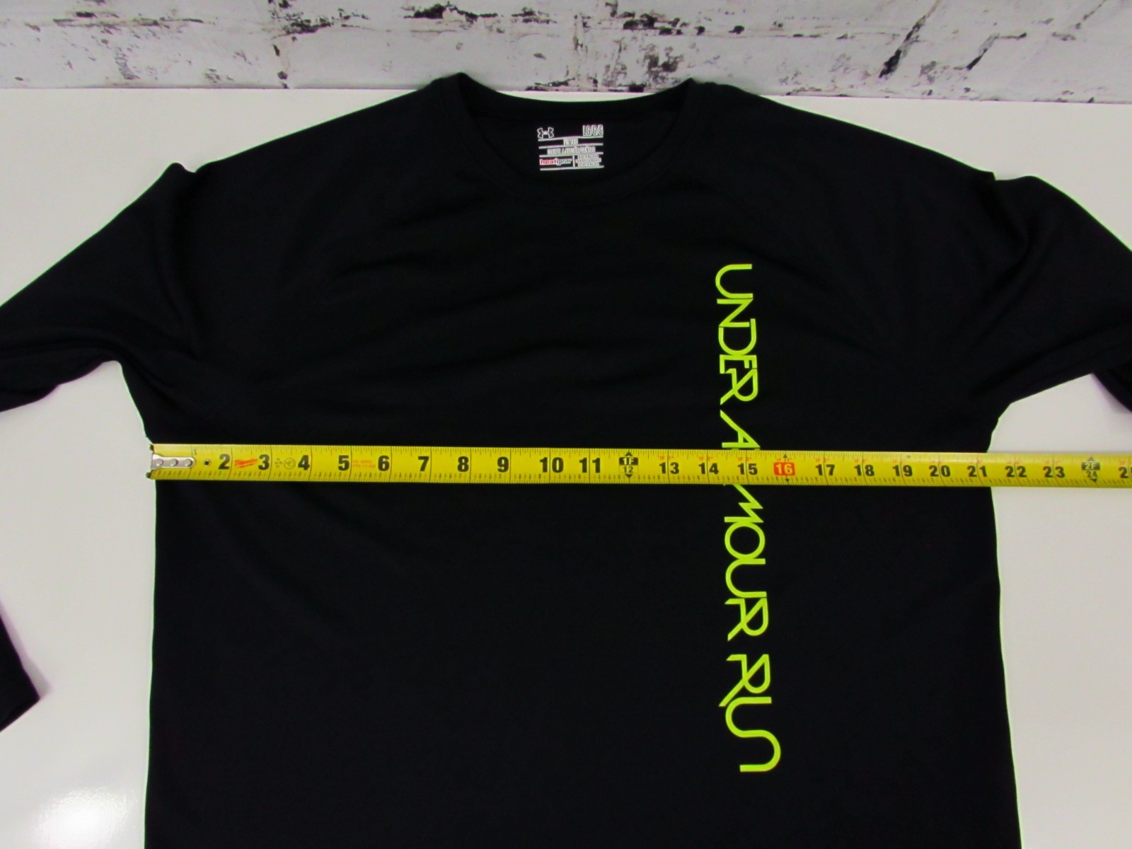 Under Armour Shirt Men's Large Black Heat Gear Fitted Logo Spell Out L/S T-Shirt gallery