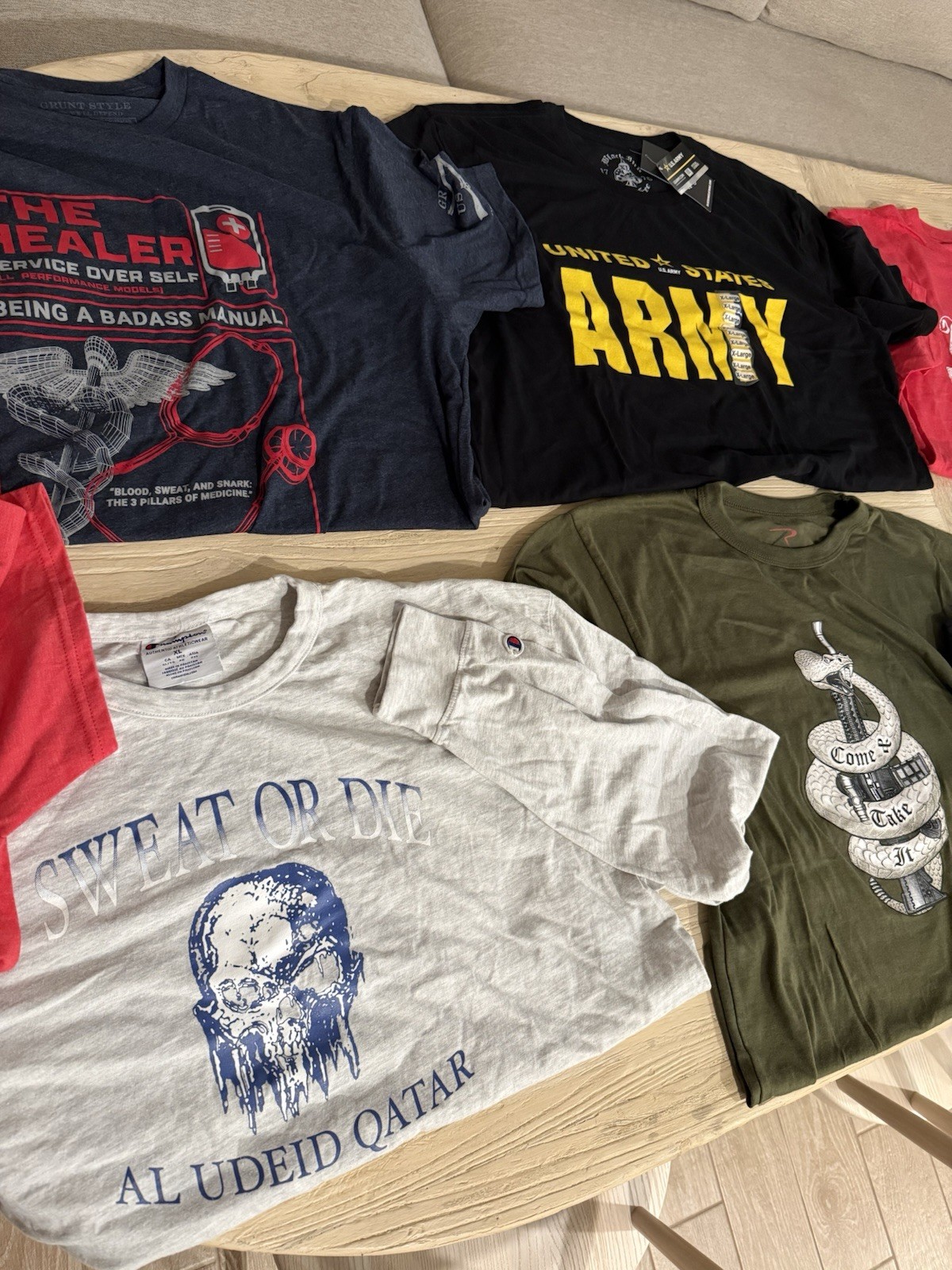 Lot Of 10 Patriotic / Military Shirts 9xXL, 1xL (Grunt Style/ Hero company/etc) gallery