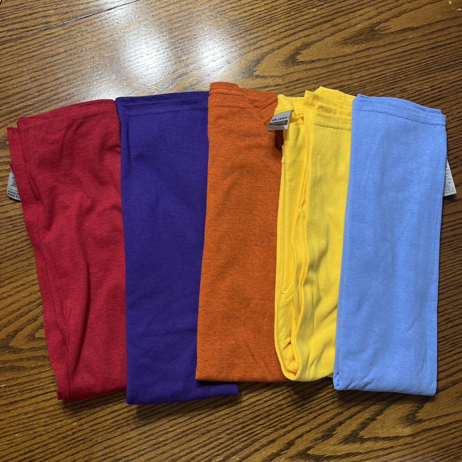 Gilden Heavy Cotton T-shirts Multicolors Size Large No Pocket Set Of Five gallery