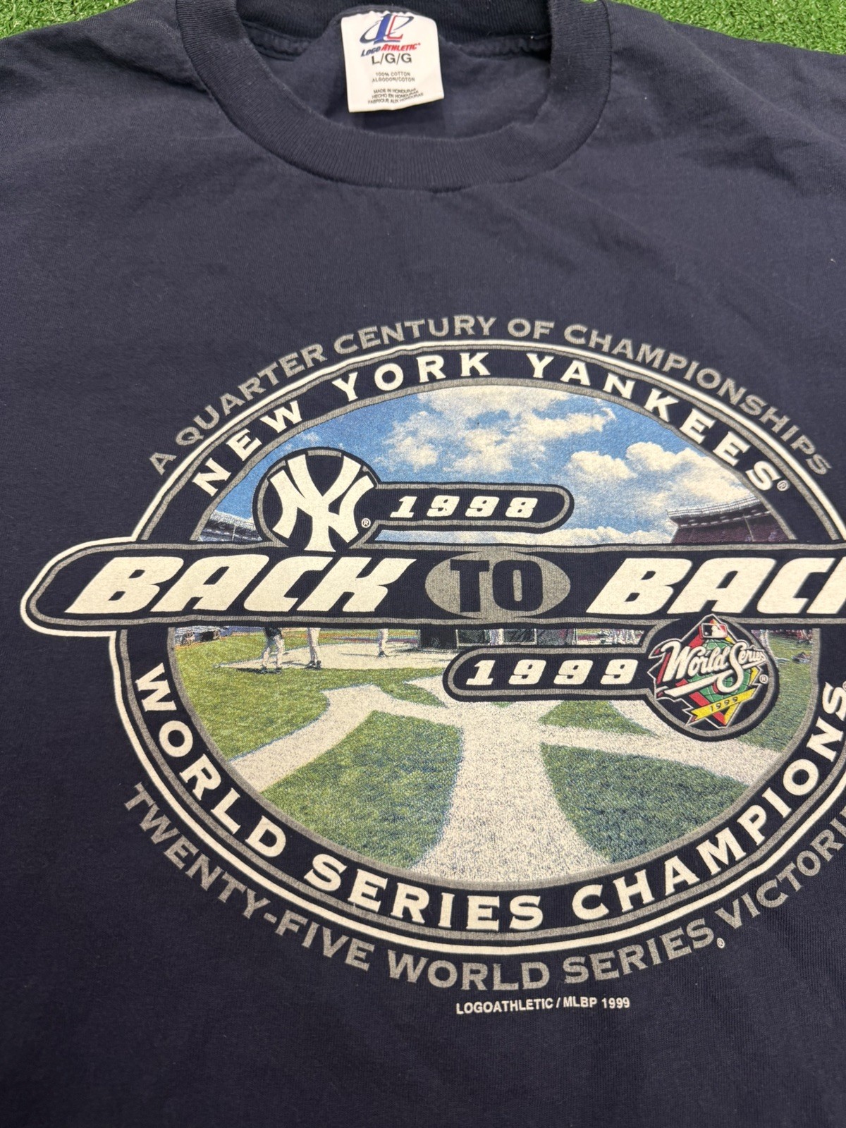 VTG New York Yankees Back To Back 98-99 World Series Champions T-Shirt Size L gallery