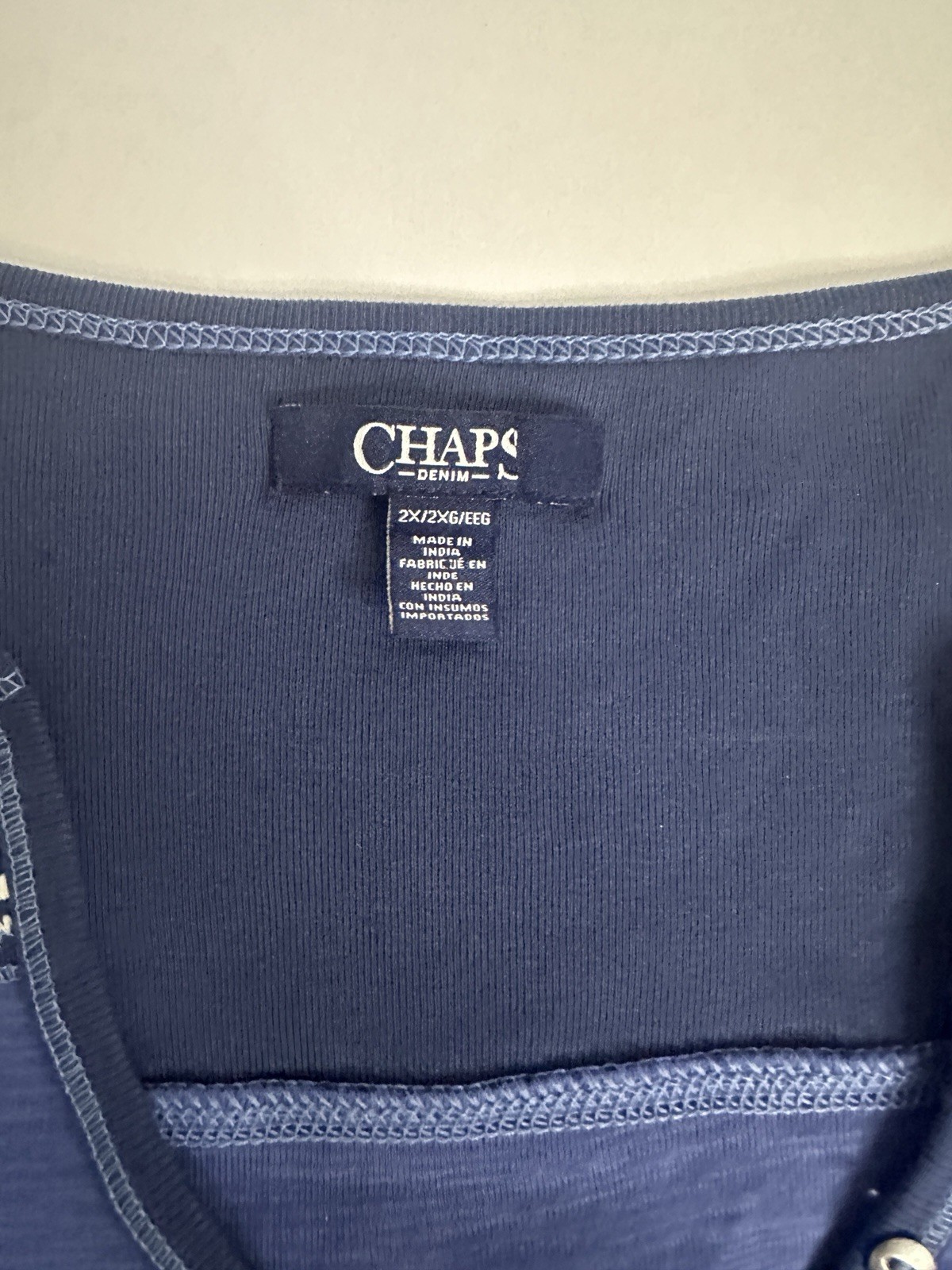 Chaps Denim Men's Long Sleeve Henley T-Shirt - Solid Blue 2X Big & Tall gallery