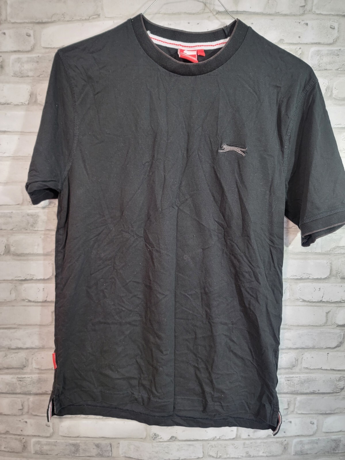 Slazenger VTG 90s Mens Black Solid T-Shirt with Embroidered Logo Large Shirt EUC gallery