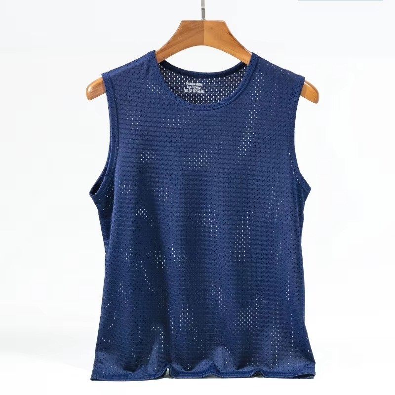 Men’s Ice Silk Mesh Tank Top – Breathable Gym Stringer Vest gallery