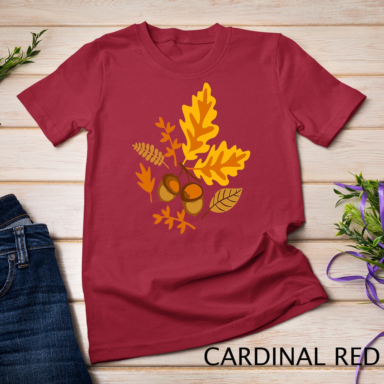 Autumn Leaves and Acorns Fall for Women Thanksgiving Cute Unisex T-shirt gallery