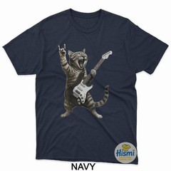 Funny Cat Playing Guitar Rock And Roll Gifts Men Women T-Shirt