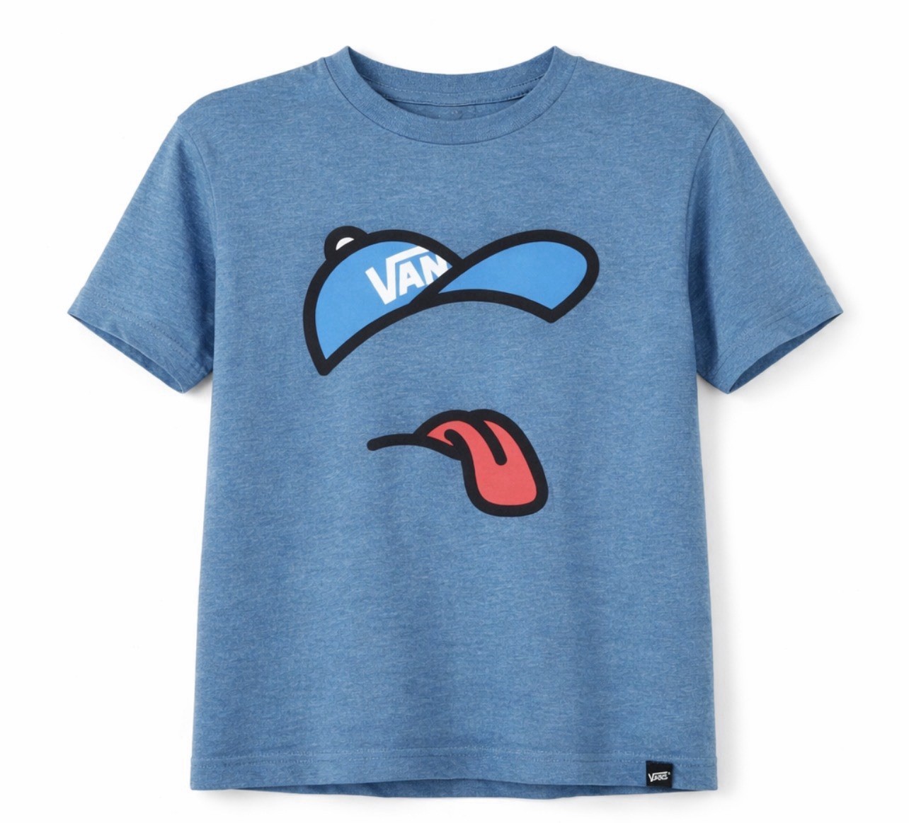 Vans Blue Short Sleeve Graphic T-Shirt Red Tongue Blue Cap Size Small gallery