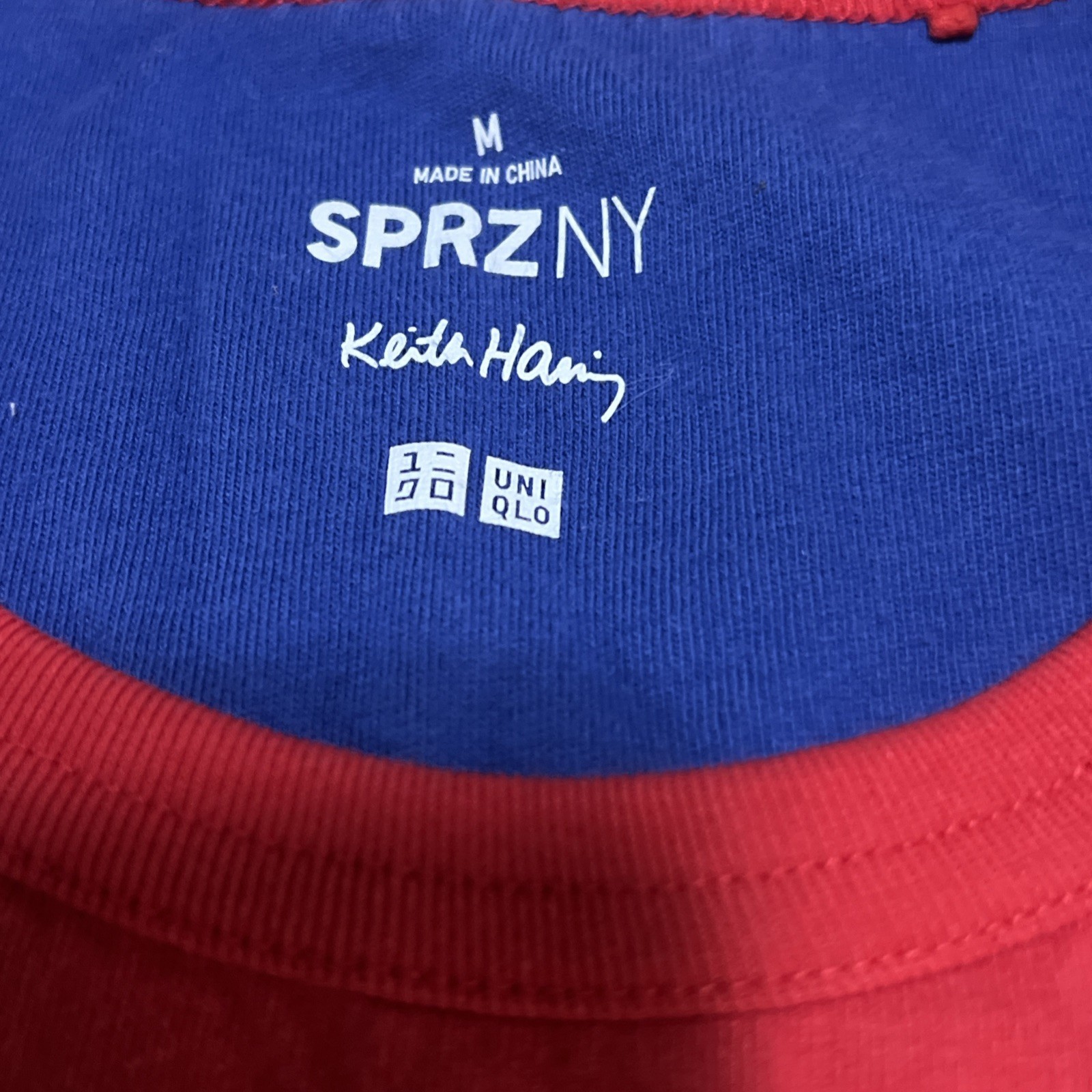 UNQLO SPRZ NY Keith Haring Shirt Red Med Cotton Logo Art Medium Genuine gallery