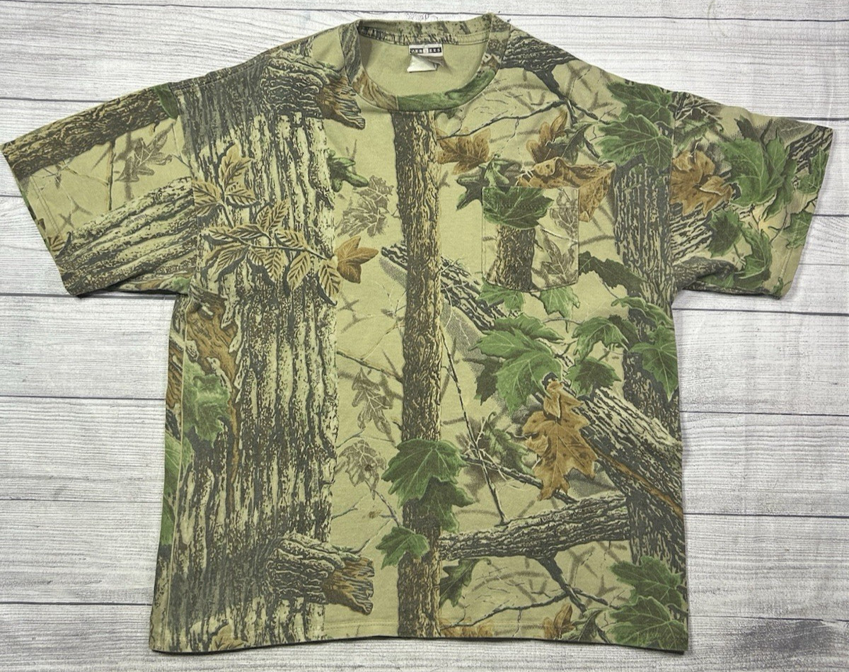 Vintage Jerzees Outdoors Realtree Camo Pocket T Shirt Size Large Camouflage Hunt