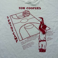 Vintage 90s Tom Cooper’s 3-Point Basketball Camp Graphic Promo T-Shirt USA – XL