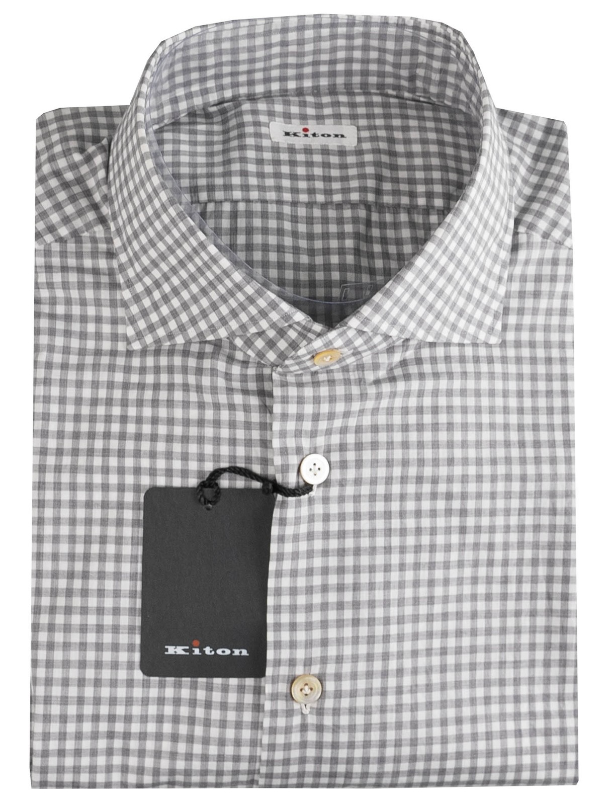 NEW KITON GRAY WHITE COTTON SHIRT EU 56 - US 46 - 2XL S21C5072 gallery