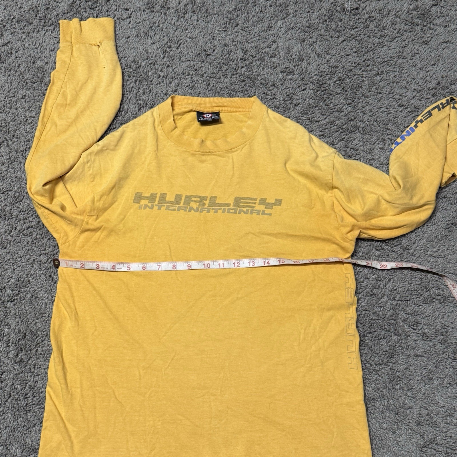 Vtg 90s Hurley USA Made Long Sleeve Shirt MD Blue Surf Skate Movement Internatio gallery