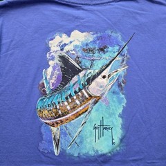 Guy Harvey Tshirt Men Large Blue Marlin Sword Fish Fishing Outdoors Casual