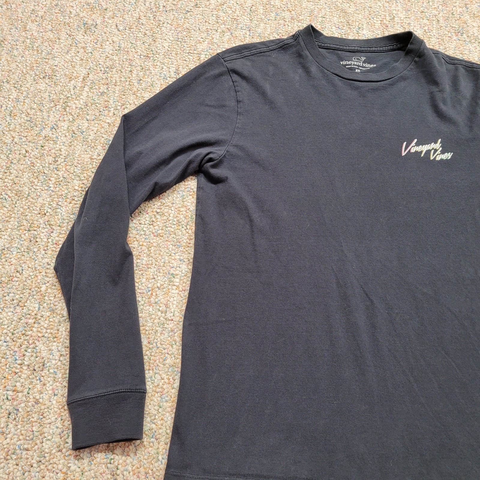 Vineyard Vines Shirt Men XS Black Long Sleeve Skiing Retro Neon Graphic Logo gallery