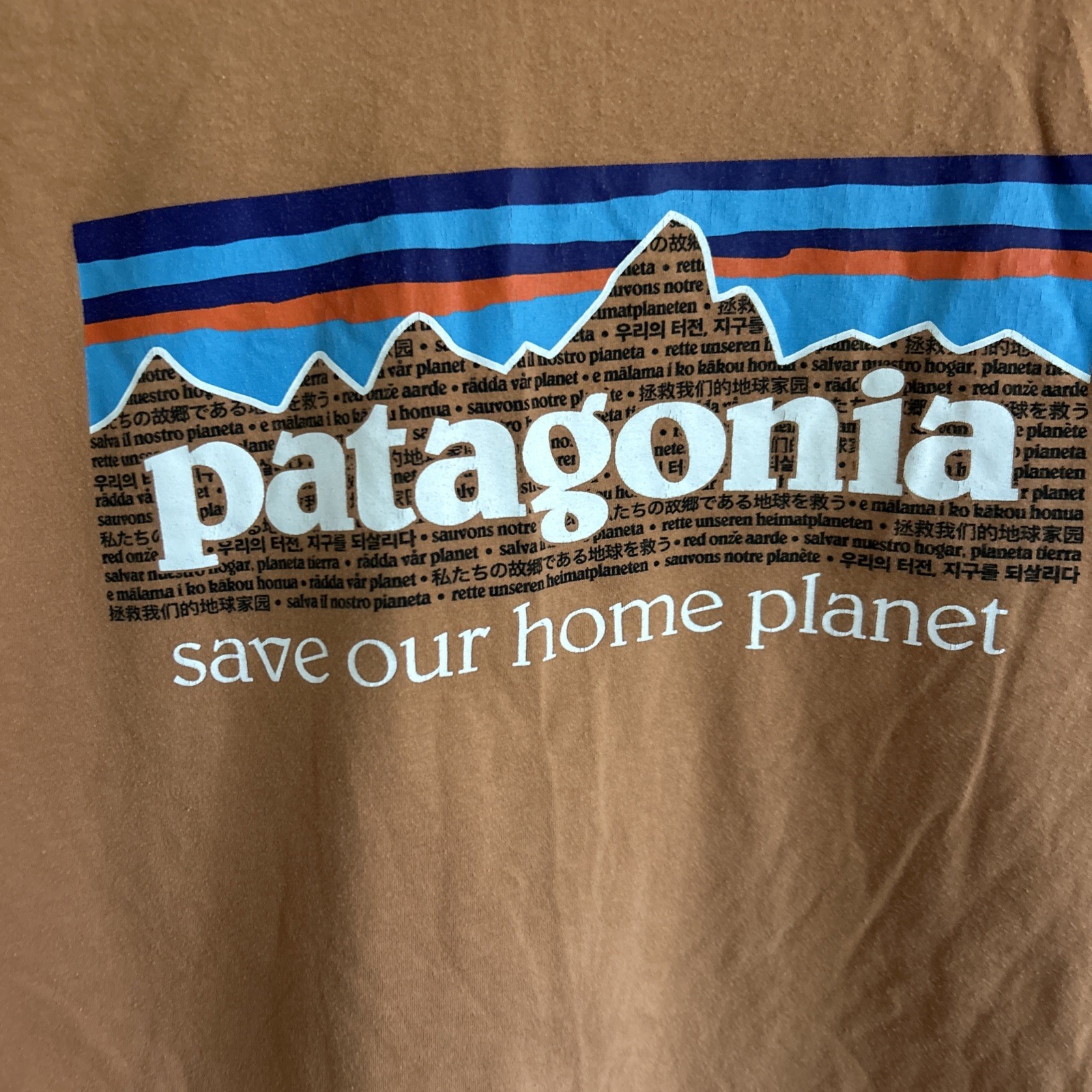 MENS PATAGONIA Short Sleeve T 2XL Orange/Brownish Save Our Home Planet gallery