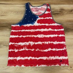 American Eagle Tank Top Mens Medium USA Flag Tie Dye Cotton Heritage Red White