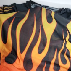 Hot Topic Flame Graphic Crew Neck Short Sleeve T-Shirt 2X Sheer Stretch