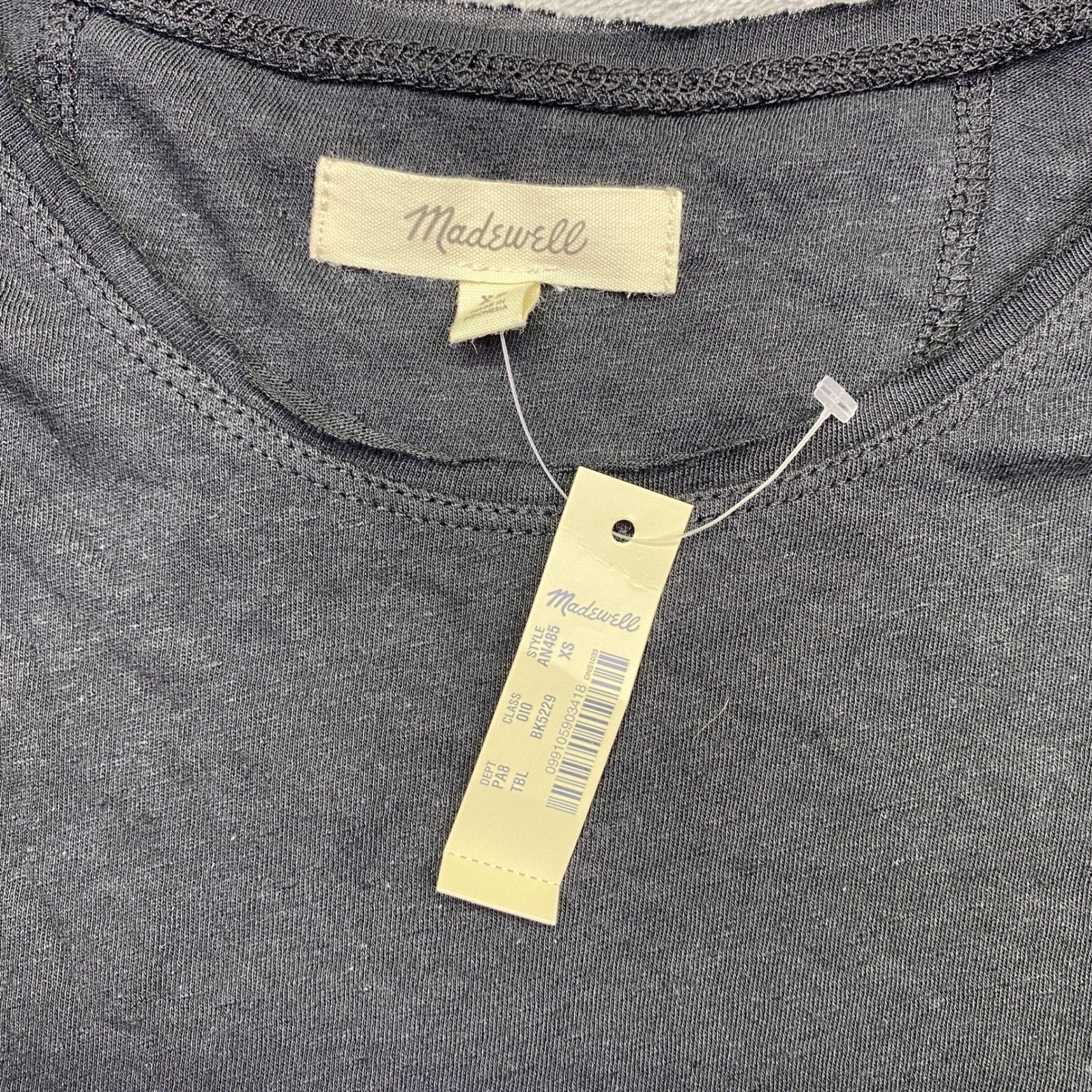 Madewell Linen Cotton Blend Short Sleeve T-Shirt Black AN485 XS Women Preppy gallery