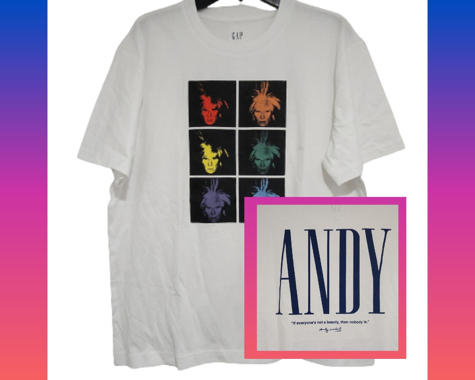 New Andy Warhol Pop Art "If Everyone is not a Beauty..."Quote Mens Medium Tee gallery