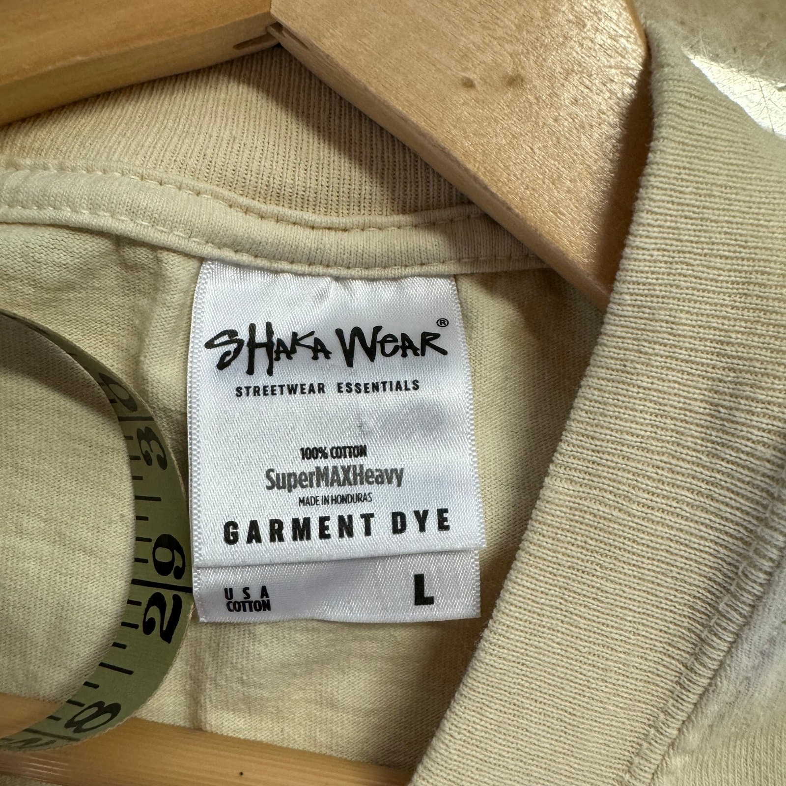 Shaka Wear Pale Yellow Super Max Heavy Streetwear Cotton T Shirt Men's Large gallery