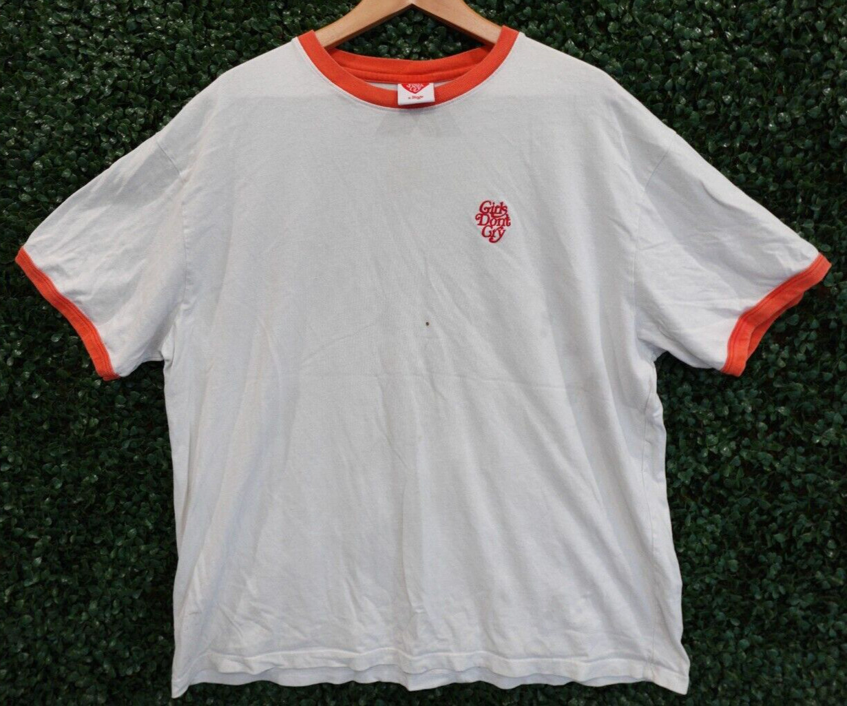 Girls Don’t Cry by Verdy White Orange Ringer T-Shirt Embroidered Men’s Size XL