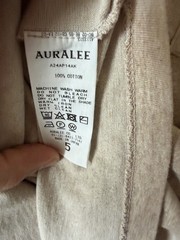 AURALEE x KITH Luster Plaiting Tee, Almond Heather Beige, Size 5, Pocket