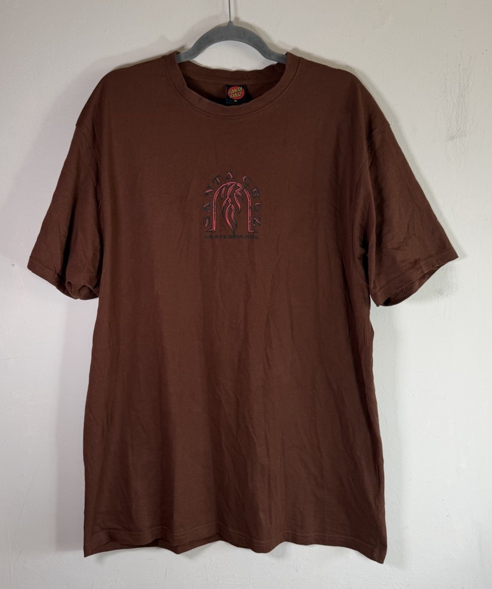 Santa Cruz Dressen Tribal Arch Front T Shirt UK XL Skateboards Coffee Brown Tee gallery