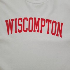 WISCOMPTON Tee Shirt White NEW Wisconsin Badgers UW Football Hockey Basketball