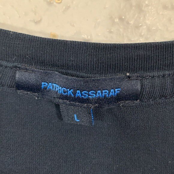 Patrick Assaraf Deep Navy Pima Cotton Stretch Long Sleeve T-Shirt size L gallery