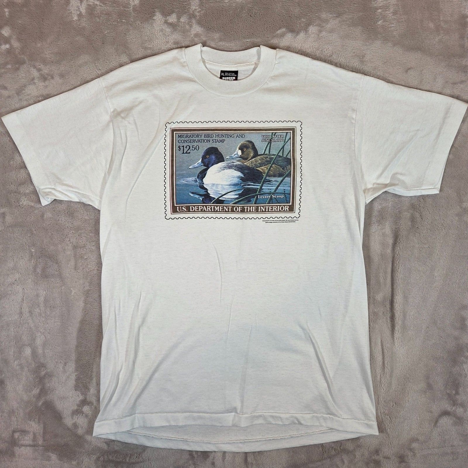 Vintage 90s Screen Stars Duck Stamp T Shirt XL USA Single Stitch Graphic Tee gallery