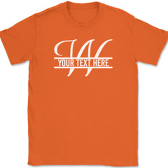 Letter W Monogram Your Text Here Custom T-Shirt Personalized Family Gift Tee