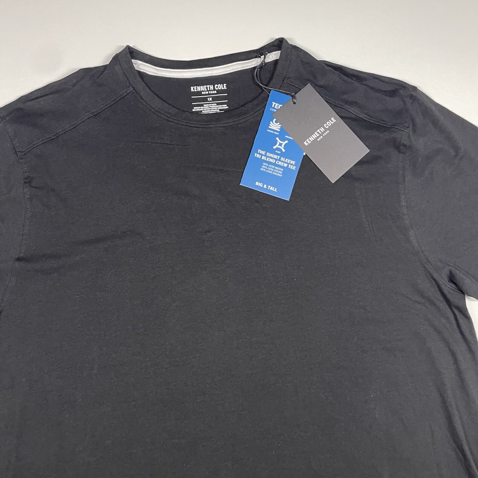 Kenneth Cole Shirt Men’s 1X Big & Tall Black Short Sleeve Tri Blend Tee NEW gallery