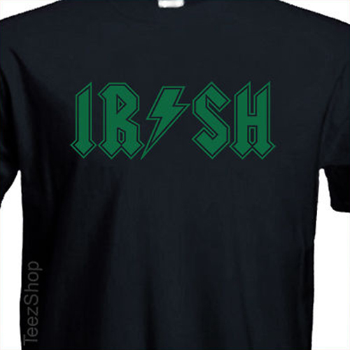 IRISH ROCK Funny St Patrick's day Celtic band ACDC Saint parody clover T-Shirt gallery