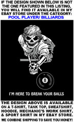 BE AFRAID BE VERY AFRAID Skull Skeleton Girl Billiards Pool Player T-shirt