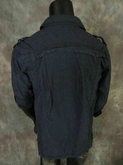 Mens Safari Button Shirt Pleated Pockets Studded Accents with Pin-Up Sleeves