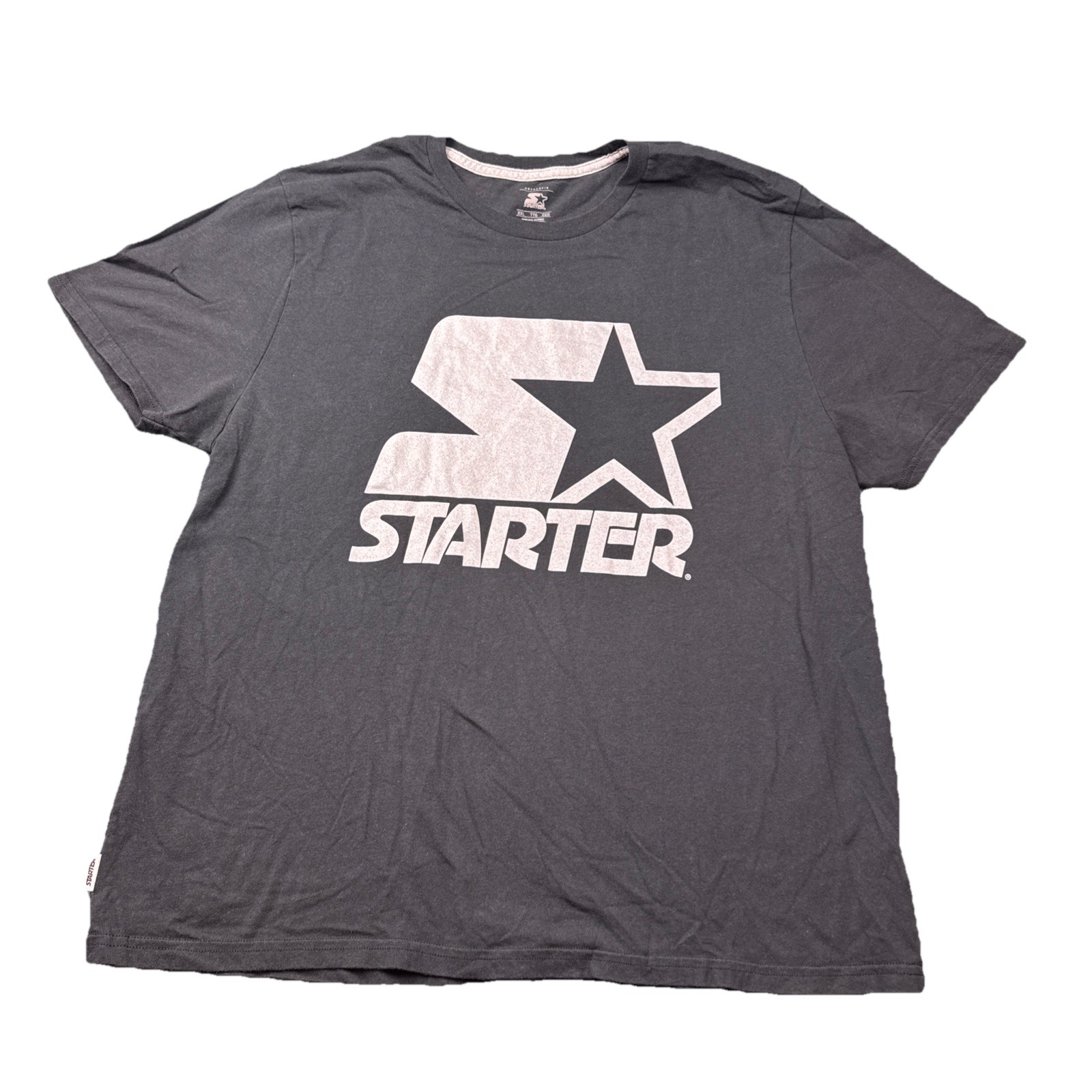 Starter Big Logo Graphic Crew Neck T Shirt Men’s 2XL Black Silver Spellout