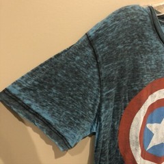 MARVEL Teal Black Ash Capt. America T-Shirt Sz Med (E1569)