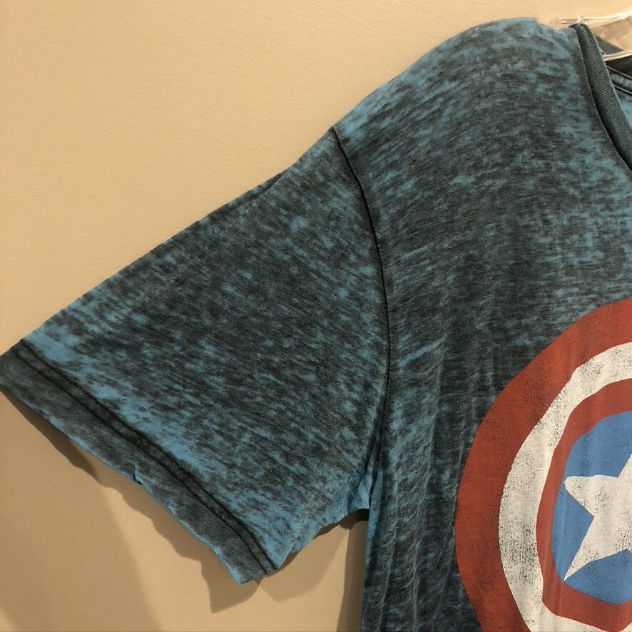 MARVEL Teal Black Ash Capt. America T-Shirt Sz Med (E1569) gallery