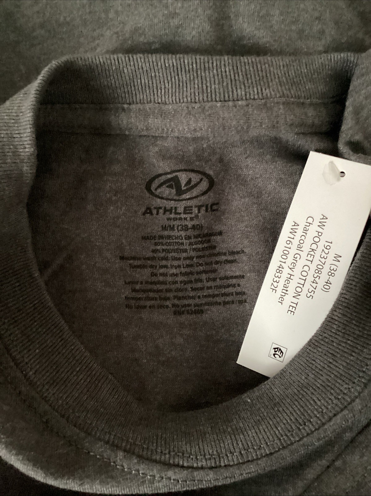 ATHLETIC WORKS Breathable Gray Short Sleeve Crew Neck Pocket T-Shirt Sz M* gallery