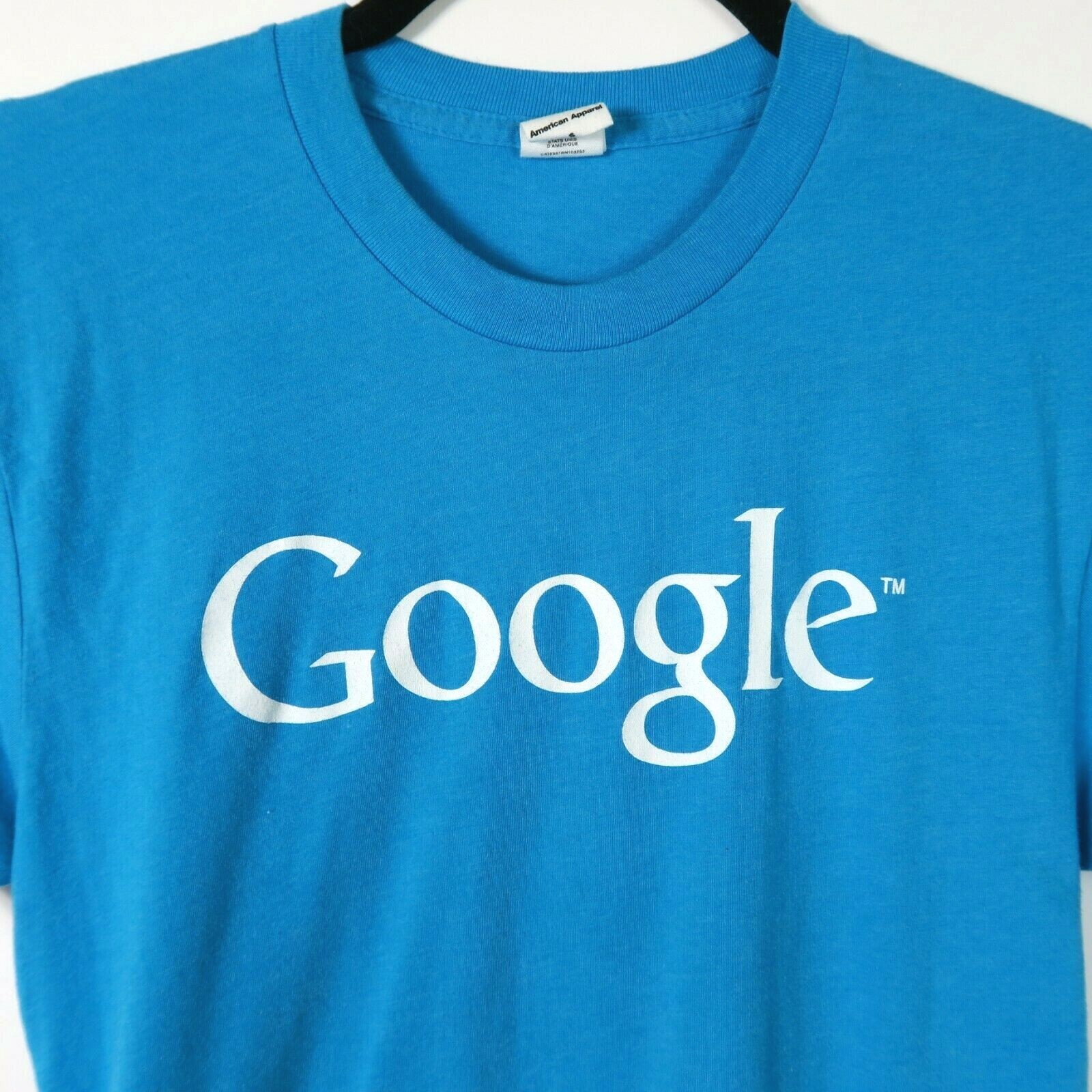 GOOGLE American Apparel Small Short Sleeve T Shirt Sky Blue gallery